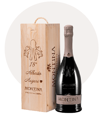 personalizzazione cassetta legno vino brut franciacorta montina